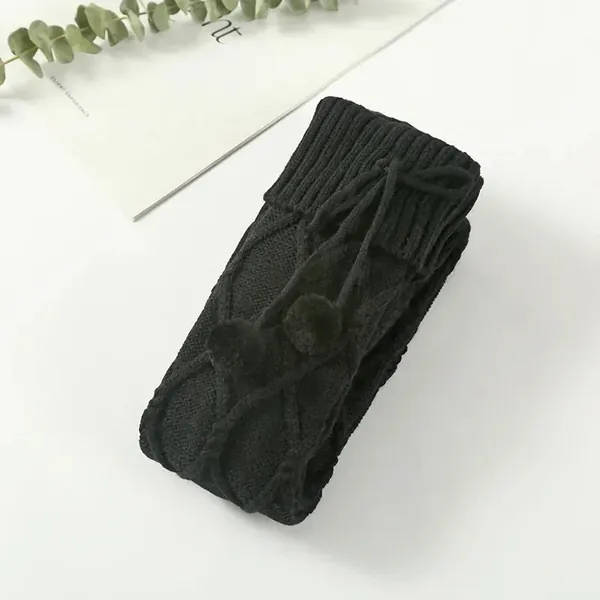 Braided Bowknot Knee High Socks - Black / One Size