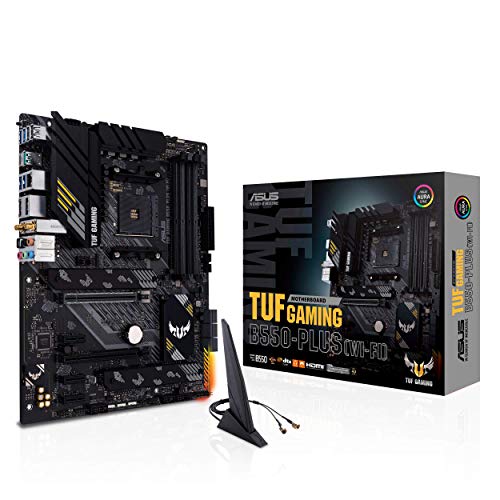 ASUS TUF Gaming B550-PLUS (WI-FI), AMD B550 (Ryzen AM4) ATX motherboard (PCIe 4.0, dual M.2, 10 DrMOS, DDR4 4400, Intel® WiFi 6, 2.5 Gb Ethernet, HDMI, DisplayPort, USB 3.2 Gen 2 Type-A and Type-C) - ATX - B550