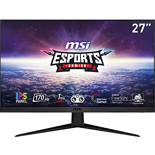 MSI G2722 27 Inch FHD Gaming Monitor - 1920 x 1080 IPS Panel, 170 Hz / 1ms, 101.91% sRGB Colour Gamut, FreeSync Premium - DP 1.2a, HDMI 1.4b CEC