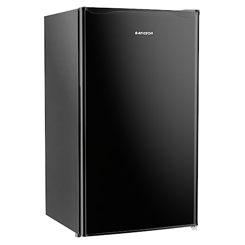 BANGSON Mini Fridge with Freezer, 3.2Cu.Ft, Single Door Small Refrigerator, Energy-efficient, Low Noise, Mini fridge for Bedroom Dorm and Office, Black - Single Door Black Refrigerator