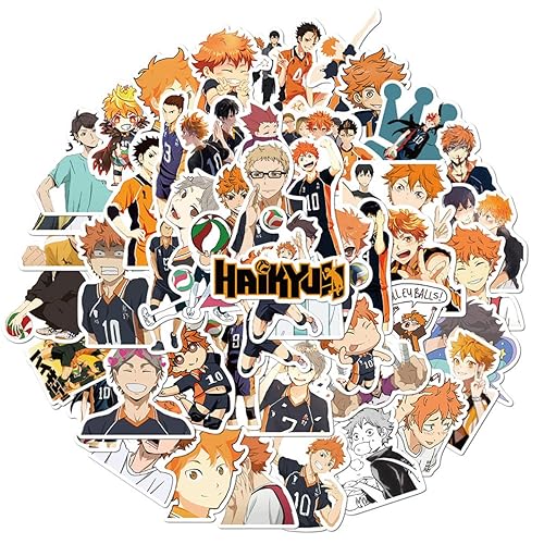Haikyuu Sticker Pack of 50 Stickers - Waterproof Durable Stickers Classic Japanese Anime Stickers for Laptops, Computers, Water Bottles (Haikyuu)
