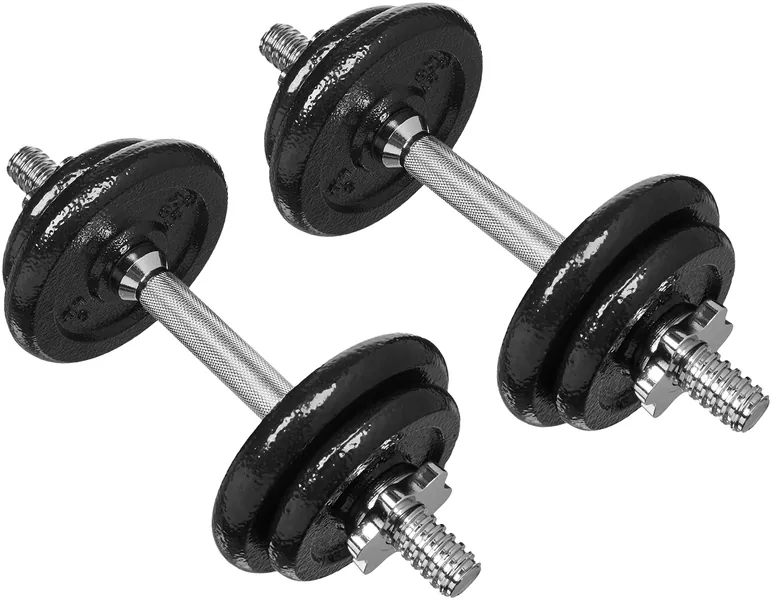 Amazon Basics Adjustable Barbell Lifting Dumbells Weight Set with Case - 38 Pounds, Black - 