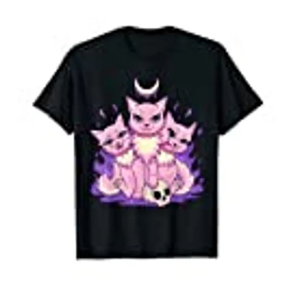 Cute Creepy Headed Dog Cat Anime Kawaii Pastel Goth Clothes T-Shirt