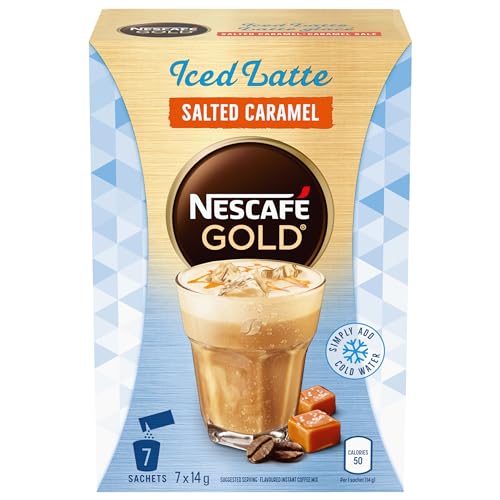 NESCAFÉ GOLD Iced Latte Salted Caramel Carton, 7 x 14 g Sachets - Salted Caramel