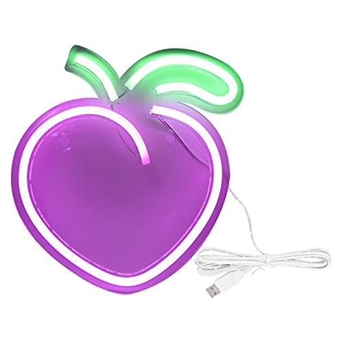 Peach Neon Sign, Peach Bedroom Decor, Peach Shape LED Neon Signs, USB Powered Light LED Neon Signs, Halloween Neon Sign LED Wall Decoration Peach Shape for Gaming Room
