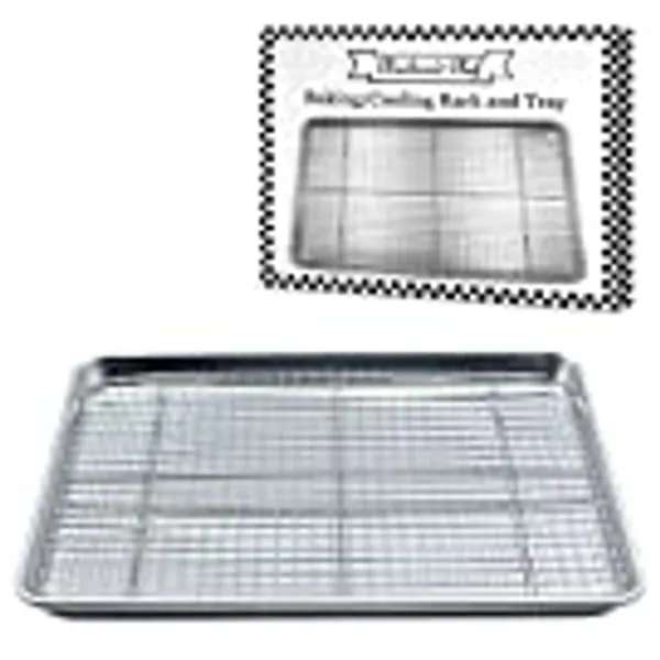 Checkered Chef Baking Sheets for Oven - Half Sheet Pan with Stainless Steel Wire Rack Set 1-Pack - Easy Clean Cookie Sheets, Aluminum Bakeware