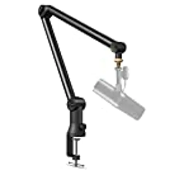 Mic Arm Desk Mount(Longer)for Shure SM7B/MV7/Blue Yeti/Snowball/AT2020 Mic＆Others,Bietrun Universal Pro-Heavy Duty Metal Mic Boom Arm Stand with 3/8" to 5/8" Adapter,Hidden Cable Trough,Headset Hook