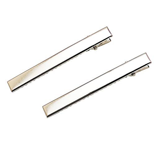 Chenkou Craft 50pcs Prong Hair Clips Alligator Hair Clip DIY Hair Jewelry Craft (Silver, 3 1/8" (78mm)) - Silver 1 3/4" (45mm)