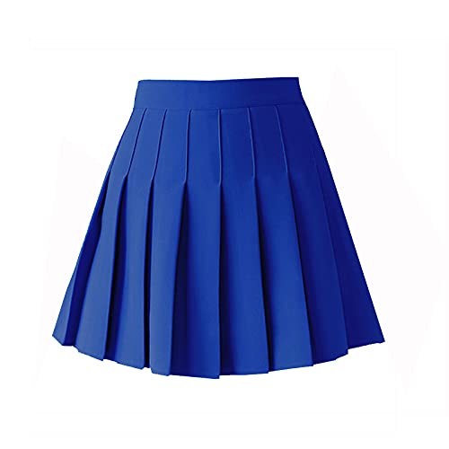 ZHANCHTONG Women's High Waist A-Line Pleated Mini Skirt Short Tennis Skirt - Medium - Royal Blue