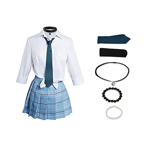Grojimts Anime My Dress Up Darling Cosplay Costume Marin Kitagawa Japanese School Girl JK Uniform Halloween Outfits - White,blue - Small