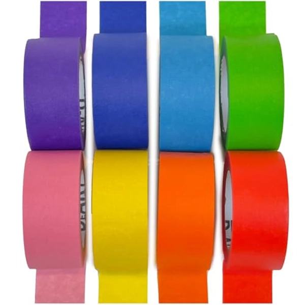 DEART Masking Tape - 8 Mini Colorful Rolls 0.6" x11 Yard - Painters Tape Assortment - Colored Labeling Paper Tape for Bullet Journals, Party Decorations, DIY Craft, Artist Tape, Art Tape