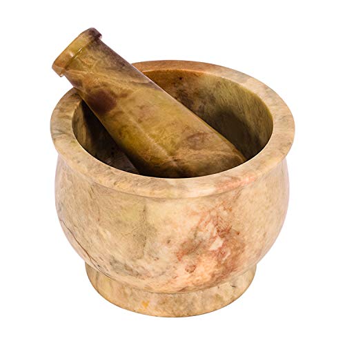 Divit Shilp Mortar and Pestle, Made of Heavy Duty Polished Hard Stone, Natural Stone Grinder for Spices, Pastes, Herbs, Seasoning etc. (Haldi) - Haldi