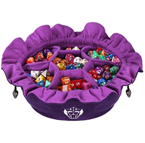 CardKingPro Immense Dice Bags with Pockets - Purple - Capacity 150+ Dice - Great for Dice Hoarders [Patented Design] - Purple