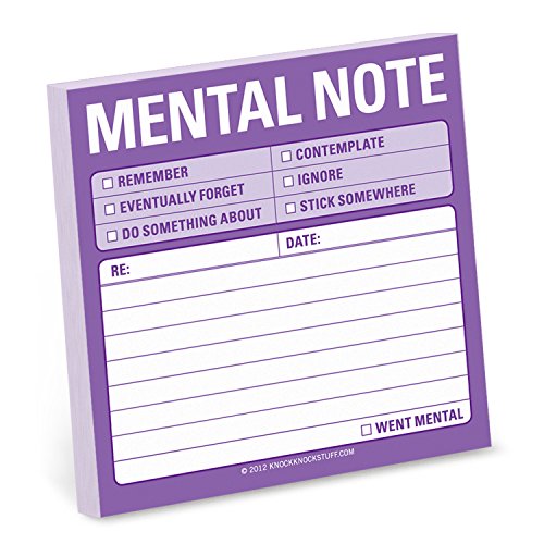 1-Count Knock Knock Mental Note Sticky Notes, To Do List Notepads, 3 x 3-inches each - 1-Count - Mental Note