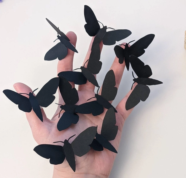 Black Moth Decorations | Paper Moths | Halloween Decor | Craft Supplies | Dark Aesthetic | Scrapbook | Witch | Party Supplies | Wall Decor