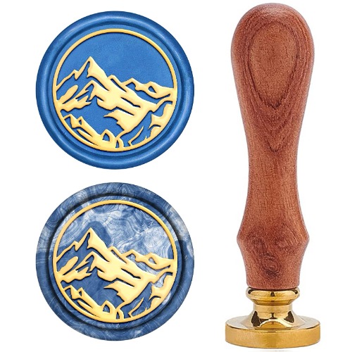 CRASPIRE Wax Seal Stamp, Vintage Wax Sealing Stamps Mountain Retro Wood Stamp Removable Brass Head 25mm for Wedding Envelopes Invitations Embellishment Bottle Decoration Gift Packing - Mountain