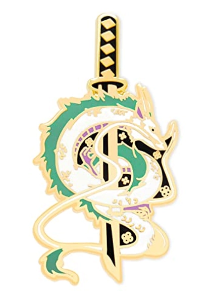 Haku Dragon Samurai Katana Ghibli Enamel Pin Japanese Fashion Accessory for Lapels