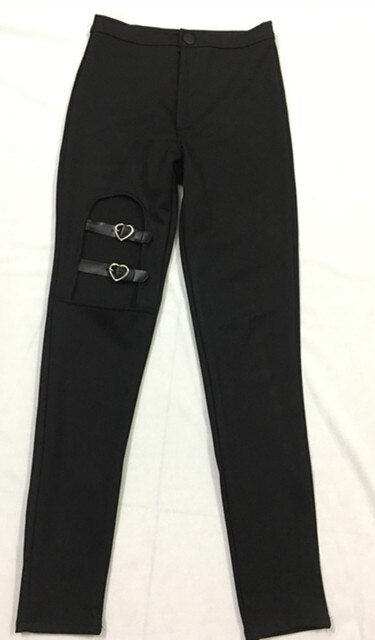 'Dead Walking' Black Alt Heart Shaped Pants - Black / L