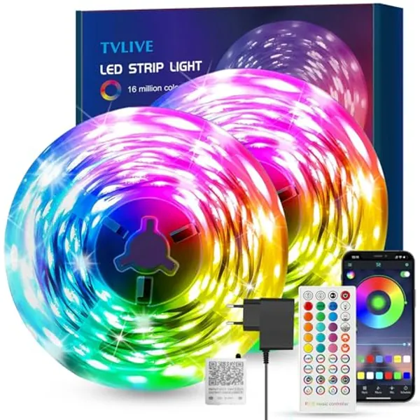 LED Strip 30m,LED Streifen 30m,Led Band mit Fernbedienung, App-Steuerung,Led Leiste Musik Sync,Led Lichterkette Timer-Einstellung Dimmbar Farbwechsel,Led Lichtband für Schlafzimmer Zimmer Deko-2 Rolle