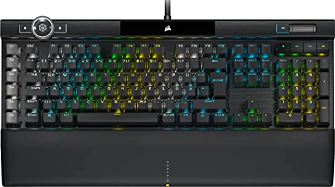 CORSAIR K100 RGB Optisch-Mechanische Kabelgebundene Gaming-Tastatur - OPX Linear-Schalter - PBT Double-Shot Tastenkappen - Elgato Stream Deck & iCUE Kompatibel - PC, Mac, Xbox - QWERTZ DE - Schwarz