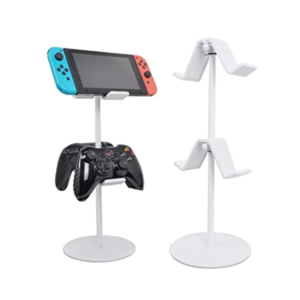 Erlsig Universal Game Controller Halter, Controller Headset Kopfhörer Halterung Ständer Zubehör Tisch für Xbox ONE Switch PS4 PS5, 2 Lagen Weiß