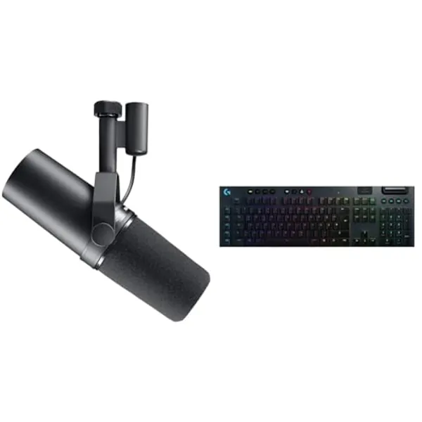 Shure SM7B Dynamisches Gesangsmikrofon für Rundfunk, Podcast und Aufnahmen & Logitech G915 Lightspeed kabellose mechanische Gaming-Tastatur