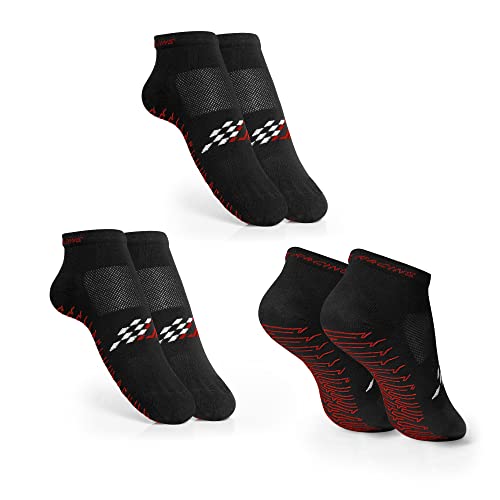 DAPPER RACING | Packung mit 3 Paar SIMRACING Socken mit rutschfestem Silikon | Rote Ausgabe | Optimaler Halt auf Fersen und Fahrpedalen | Atmungsaktiver und bequemer Stoff. - 44-47 - Rot
