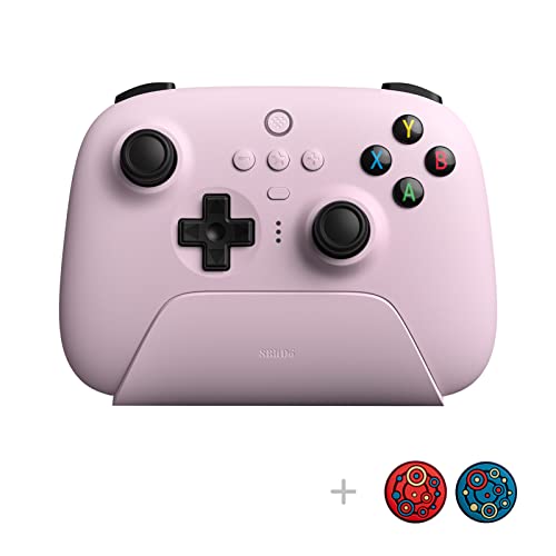 8Bitdo Ultimate 2.4g Wireless Controller with Charging Dock, Pro Gamepad with Back Buttons & Turbo Function for PC Windows, Steam Deck, Android, Raspberry Pi, iPhone, iPad, Mac and Apple TV (Pink) - Pink