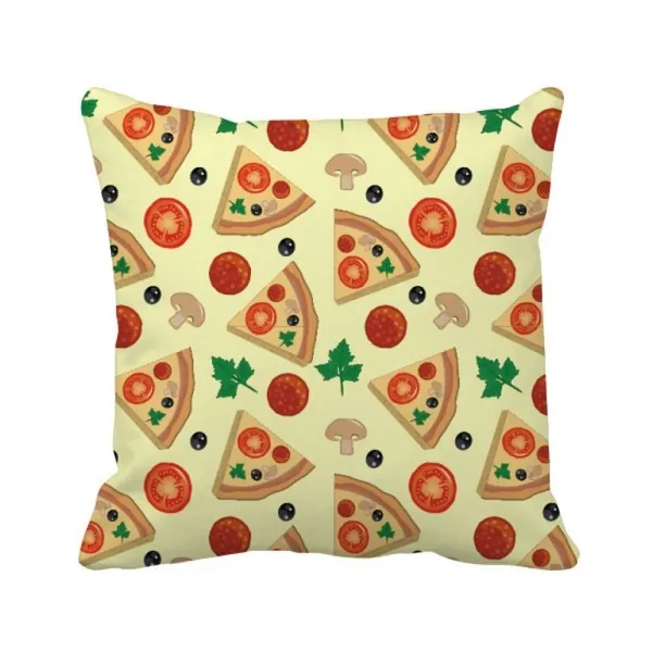 DIYthinker Mushroom Pizza Italy Tomato Foods Square Throw Pillow Insert Cushion Cover Home Sofa Decor Gift 40 X 40Cm (There are Some Measurement Error) Multicolor