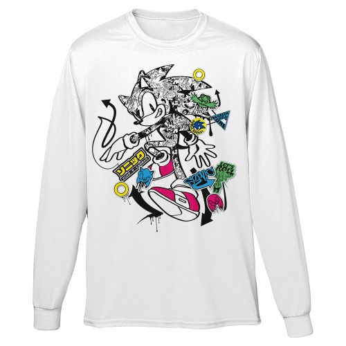 Sonic the Hedgehog Graffiti Hog White Long Sleeve T-Shirt | Medium