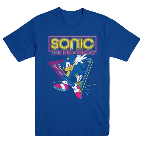 Sonic the Hedgehog Retro Neon Triangle Blue Tee | Medium