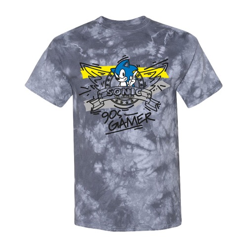 Sonic the Hedgehog 90's Gamer Gray Tie-Dye Tee | Medium