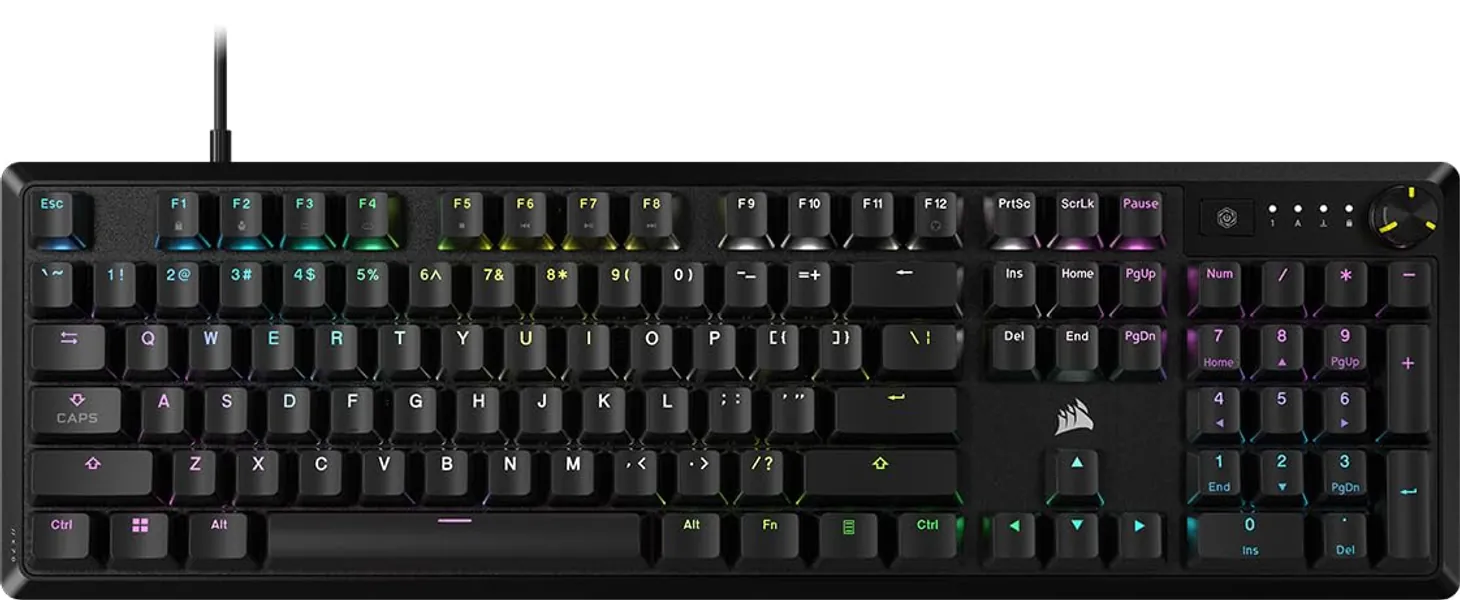 CORSAIR K70 CORE RGB Mechanical Gaming Keyboard - Pre-lubricated Corsair MLX Red Linear Keyswitches - Sound Dampening - Media Control Dial - iCUE Compatible - QWERTY NA Layout - Black - K70 CORE