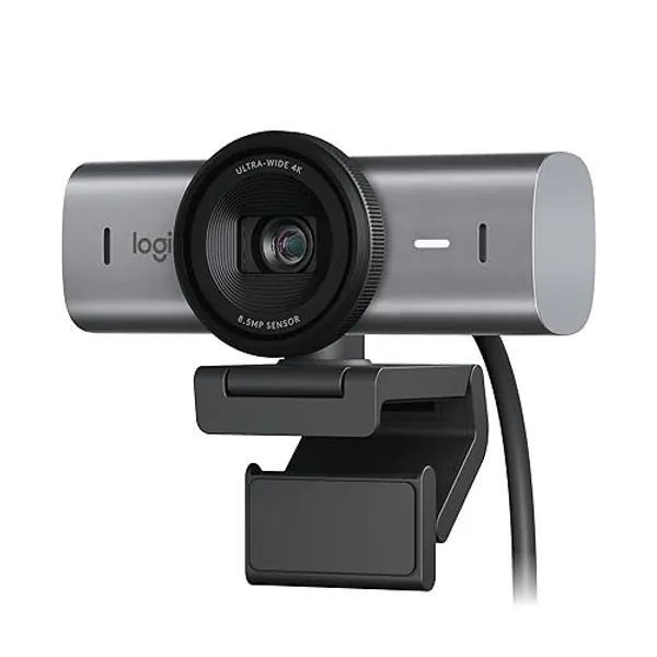 Logitech MX Brio Ultra HD 4K Collaboration and Streaming Webcam, 1080p at 60 FPS, Dual Noise Reducing Mics, Show Mode, USB-C, Webcam Cover, Works with Microsoft Teams, Zoom, Google Meet - Graphite - Graphite
