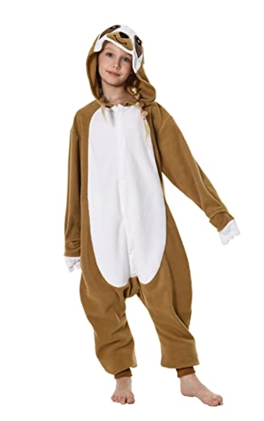 GONAAP Unisex Animal Onesie Pajamas Kids One Piece Cosplay Outfits Costumes For Girls Costumes - X-Small - Brown Sloth