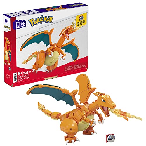 MEGA Construx Pokémon Charizard, Figura de Bloques de construcción de Juguete para niños, Multicolor, 222 Piezas - sombrero