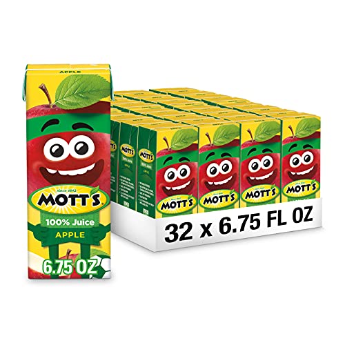 Mott's 100% Original Apple Juice, 6.75 Fl Oz Boxes, 32 Count (4 Packs Of 8), 2 Servings Of Fruit, 100% Fruit Juice, Gluten-free, Caffeine-free, Kosher, Contains No Artificial Colors Or Sweeteners - Apple - 6.75 Fl Oz (Pack of 32)