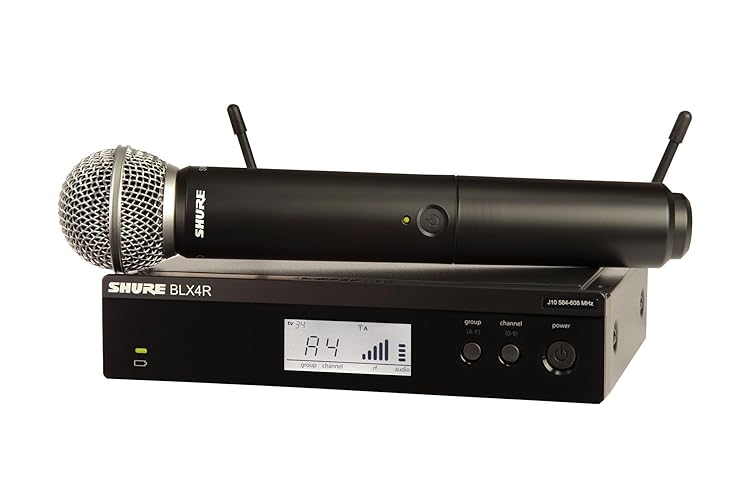 Shure BLX24R/SM58 UHF Wireless Microphone System - Perfect for Church, Karaoke, Vocals - 14-Hour Battery Life, 300 ft Range | SM58 Handheld Vocal Mic, Single Channel Rack Mount Receiver | J11 Band - Full System, Rack Mount - J11 Band (596-616 MHz)