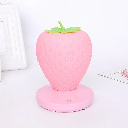 Pink Strawberry Light Kawaii Cozy & Cute Night Lamp - Pink