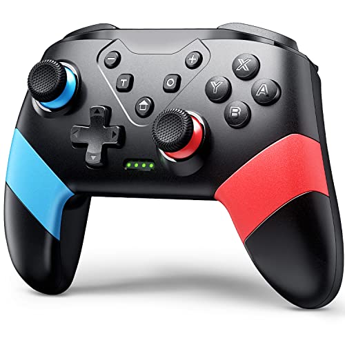 VOYEE Switch Controllers Compatible with Switch/Lite/OLED, Switch Pro Controller with Programming Motion Control Vibration, Updated Wireless Switch Controller with Wake-up Turbo Screenshot - Red and Blue