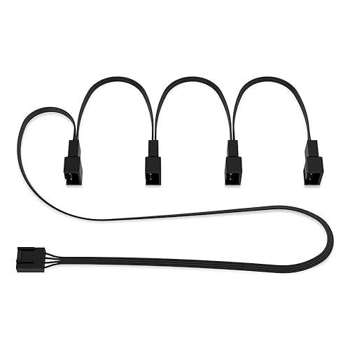 ARCTIC 4-Pin PWM Fan Splitter Cable - PST Extension-Cable for 4 Case Fans, PC Fans, PWM Splitter Cable, Multi-Fan Connector, Fan Splitter, Extension Cable, Y-Splitter, Adapter - Black - 4-Pin PWM Fan Splitter Cable - Fan 4x Splitter Cable