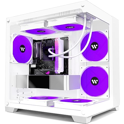 KEDIERS Micro ATX Tower PC Case 4 PWM ARGB Fans Gaming PC Mini Case with 2*Tempered Glass (White) - white