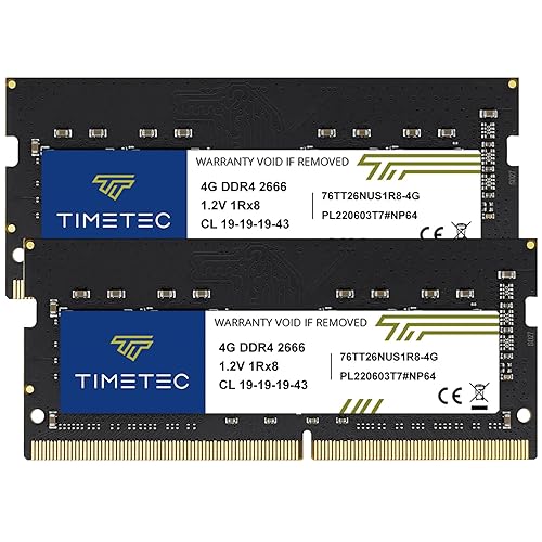 Timetec 8GB KIT(2x4GB) DDR4 2666MHz PC4-21300 Non-ECC Unbuffered 1.2V CL19 1Rx8 Single Rank 260 Pin SODIMM Laptop Notebook PC Computer Memory RAM Module Upgrade (8GB KIT(2x4GB)) - 8GB KIT(2x4GB)
