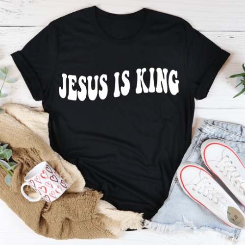 Jesus Is King Tee - Black Heather / L
