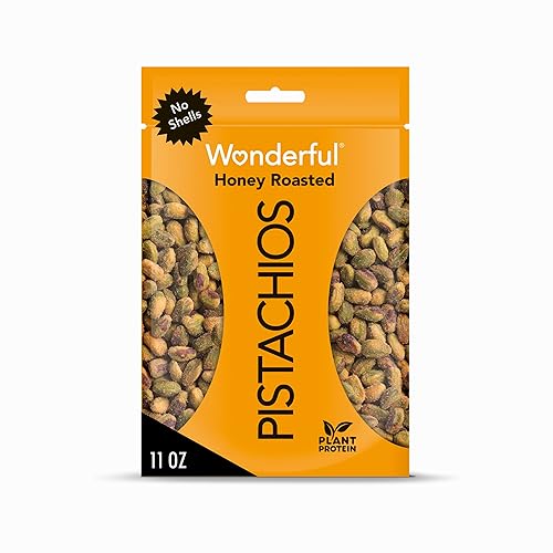 Wonderful Pistachios No Shells, Honey Roasted Nuts, 11 Ounce Resealable Bag, Protein Snacks, Gluten Free, Healthy Snacks - Honey Roasted - 11 Ounce (Pack of 1)