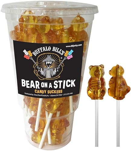 Buffalo Bills Honey Bears On A Stick (24-ct cup wrapped Honey suckers made with real honey) - Honey - 24 Count (Pack of 1)