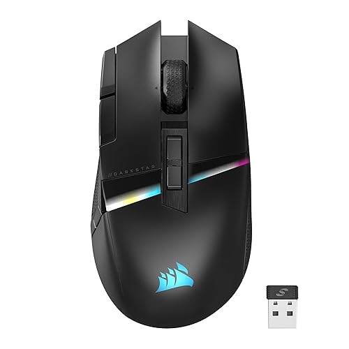 Corsair DARKSTAR RGB Wireless Gaming Mouse for MMO, MOBA - 26,000 DPI - 15 Programmable Buttons - Up to 80hrs Battery - iCUE Compatible - Black - DARKSTAR RGB