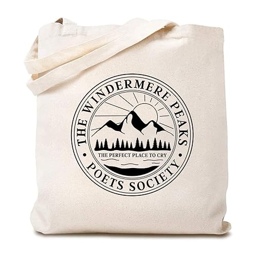 TSIIUO Women's The Windermere Peaks Canvas Tote Bag Funny Folklore Lover Gift Reusable Aesthetic Shopping Bag - White
