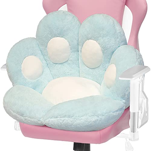 ELFJOY Comfy Chair Cushion Plush Cat Paw Cushion Kawaii Home Decor Cat Pillow for Office and Computer Gaming Chair (70 * 60cm, Blue) - 70*60cm - Blue