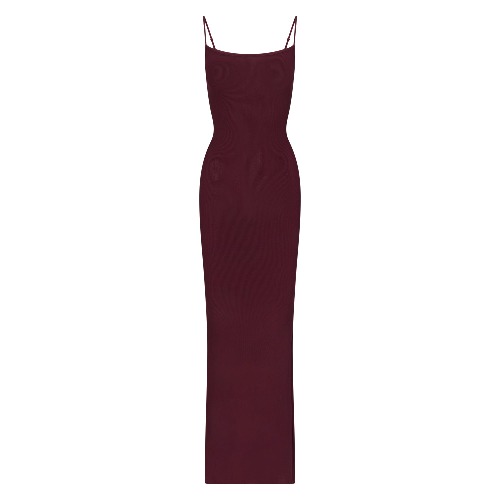 SOFT LOUNGE LONG SLIP DRESS | BORDEAUX